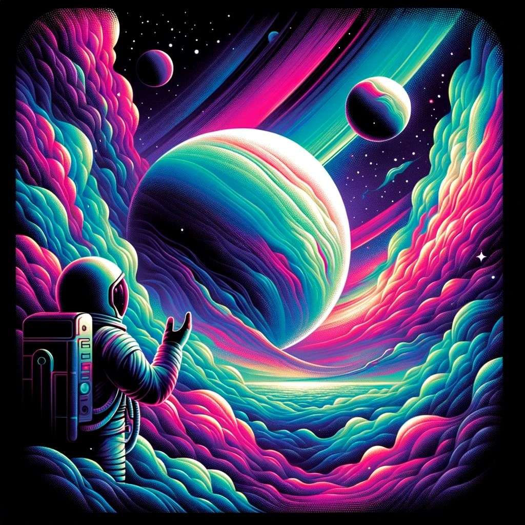 an astronaut, digital art made from colorful gradients, airbrush